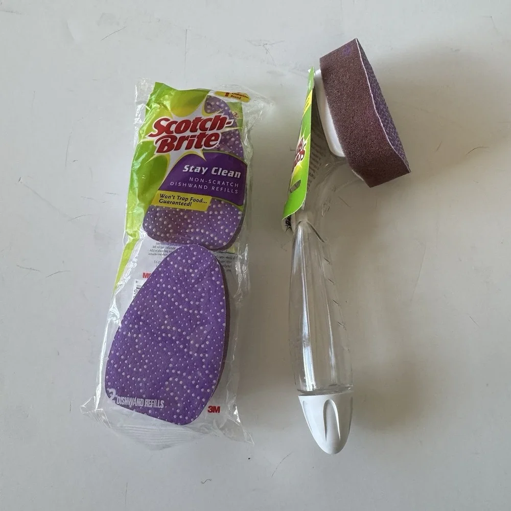 Scotch Brite Stay Clean Dishwand With Two Dishwand Refill Pads Scrubber Kitchen